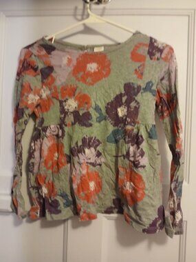 Gymboree Girls 10 Grey Floral Pink and Purple Shirt